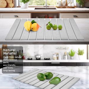 Eco-Friendly Diatomaceous Earth Large Stone Dish Drying <b>Mat</b> Fast Dry Absorbent Collapsible Dish Drying <b>Mat</b> for <b>Kitchen</b> Counter - Product Image 5