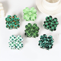 Pince à cheveux en forme de trèfle à quatre feuilles pour la Saint-Patrick, vente en gros d'usine, avec logo personnalisé, accessoire pour chignon pour femme