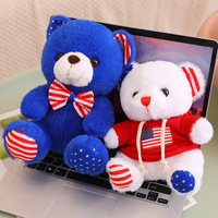Ours en peluche bleu personnalisé avec drapeau américain, jouet en peluche personnalisé, cadeau patriotique américain, certifié CE CPC ASTM, poupée douce