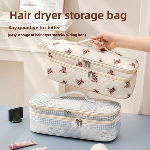 Sac de rangement matelassé en coton doux pour sèche-cheveux, avec fermeture éclair, grande capacité, pochette cosmétique mignonne, personnalisable avec logo, faible MOQ, pour l'exportation 2026 - Product Image 3