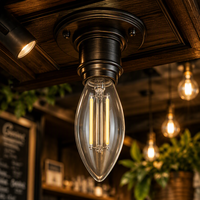Ampoules LED à filament en verre transparent B35 à économie d'énergie, 2700K, indice d'indiceation des couleurs élevé, lampe LED en forme de bougie pour luminaires en cristal