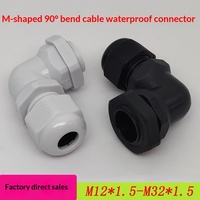 Connecteur de câble en nylon plastique de type M à angle de 90 degrés, étanche IP68, métrique, M12-M32