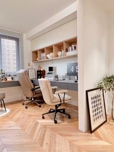 Table d'ordinateur murale intégrée sur mesure avec étagère à livres et tiroirs à fermeture douce – <span class=keywords><strong>Meuble</strong></span> <span class=keywords><strong>compact</strong></span> pour coin d'étude en appartement minuscule - Product Image 2