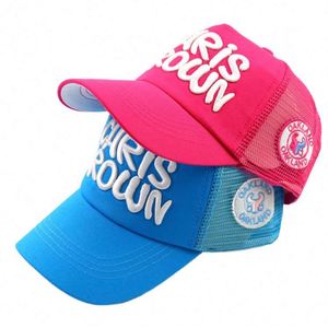 Casquette de baseball personnalisée pour enfants, rose vif, 5 panneaux, broderie 3D, fermeture à pression, en polyester et maille, style hip-hop, livraison gratuite - Product Image 1