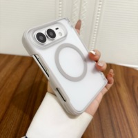Coque pliable magnétique pour iPhone Duo, compatible avec la charge sans fil, finition mate translucide, antichoc, avec support à charnière.