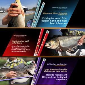 Caña de Pescar GAMA Latte Light Ultraligera de Fibra de Carbono Super Resistente para Carpa Crucian, 103 cm de Longitud Plegada - Product Image 2