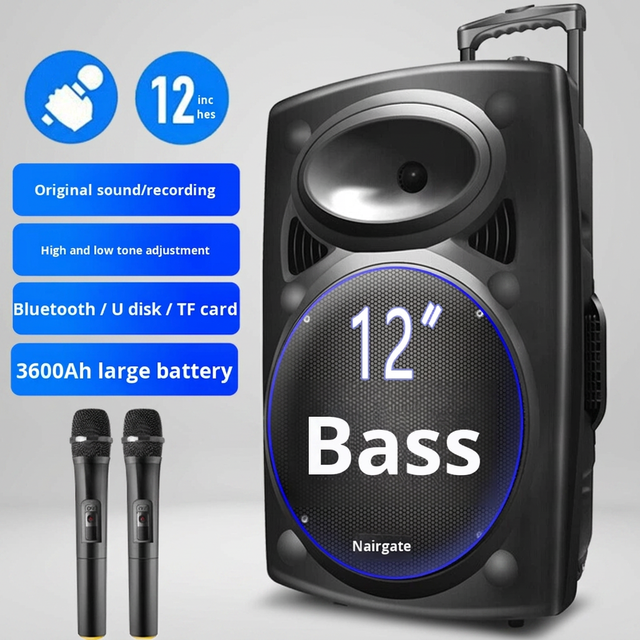 12inch Microphone Integrated Bluetooth Speaker Square Dance Trolley Outdoor Mobile Portable Karaoke Speaker