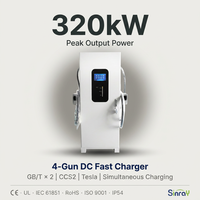 Unit Pengisian Daya Cepat EV DC 4 Guns 320KW Empat Konektor Quad Output Protokol GBT CCS2 Layar Sentuh 10 Inci Pengisi Daya Mobil