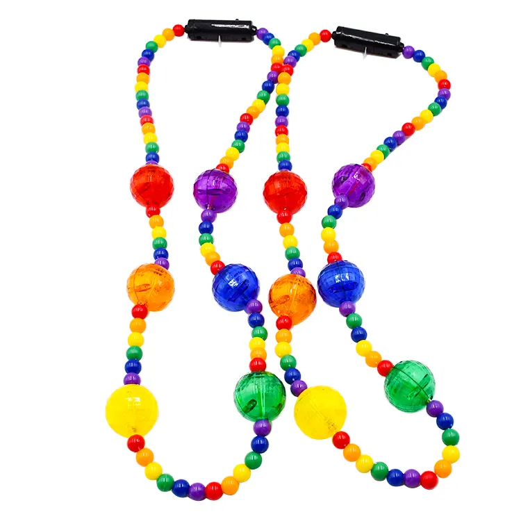 LED Light Up Jumbo Mardi Gras Bead Necklace Party Favor