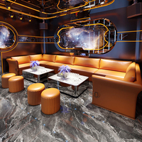 Meubles de salon en forme de L, canapé bar à whisky, table de comptoir, cuir PU, bois massif, style européen moderne, utilisation en extérieur, hôtel, bar, club, salon