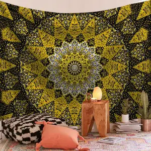 Individuelle indische bohème Mandala Boho Hippie Polyester digital gedruckt Wandhängteppich für Schlafzimmer Dekoration
