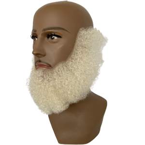 Barba e Baffi Afro Ricci in Capelli Umani Vergini Europei Bianchi per Uomini Afroamericani, Base in Pizzo Realistica per Trucco - Product Image 4