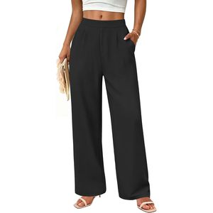 FOXA Womens Wide Leg Palazzo <b>Pants</b> High Waist Loose Fit With Pockets Breathable <b>Summer</b> Beach Trousers Business Casual Dress - Product Image 1