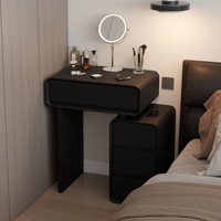 Table de maquillage noire minimaliste moderne, gain de place, avec tiroirs et armoire latérale, meubles de chambre à coucher