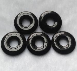 Şifalı Doğal Taş Siyah Akik Oniks Donut Toplu Değerli Taş Donut Kolye Uçları - Product Image 2