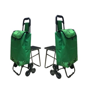 Chariot de courses pliable en polyester <span class=keywords><strong>à</strong></span> <span class=keywords><strong>6</strong></span> <span class=keywords><strong>roues</strong></span> pour supermarché, avec fonction monte-escalier et siège intégré - Product Image 4