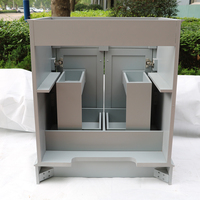 Meuble de salle de bain moderne, meuble de toilette en bois massif étanche, meuble de toilette américain bleu gris avec lavabo pour hôtel