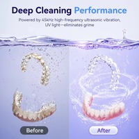 Limpiador Ultrasónico Doméstico para Joyas, Dentaduras Postizas y Retenedores Dentales, 45kHz, Limpieza Profunda Automática, Temporizador Digital, Limpiador Ultrasónico