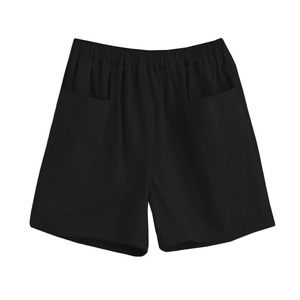 Women's <b>Elastic</b> Waist Cargo Shorts Black Canvas Breathable With Pockets Summer Casual Style - Product Image 5