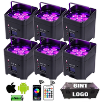 Marslite Ensemble de 6 projecteurs LED à batterie 6x18w avec contrôle WIFI DMX, sans fil, avec flight case pour mariage et DJ