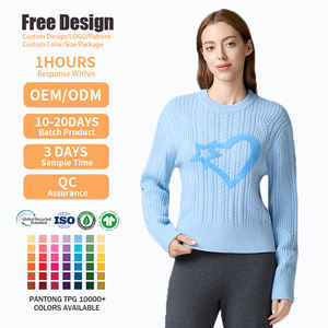 Fabricante de Prendas de Punto, Suéter de Manga Larga al por Mayor, Logotipo Jacquard, Suéter de Punto Personalizado de Otoño para Mujer - Product Image 4