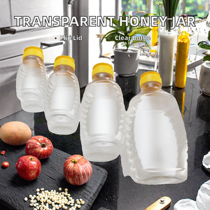 PET Transparent Cylinder Honey <b>Jar</b> 70ml 130ml 200ml 380ml 740ml Empty Squeeze Bottle with Flip Lid Customizable Color Food-Grade - Product Image 2
