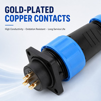 Conector Industrial Impermeable SP17 IP68 de 2, 3, 4, 5, 7, 9 Pines, Acoplamiento Roscado, Enchufe Redondo Macho y Hembra, 500V