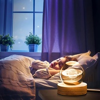 Lampe de nuit sphérique en cristal 3D, boule de cristal lune stable, décoration d'intérieur, lampe de nuit en cristal pour enfants, cadeau