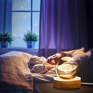 Lampe de nuit sphérique en cristal 3D, boule de cristal lune stable, décoration d'intérieur, lampe de nuit en cristal pour enfants, cadeau - Product Image 5