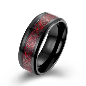 Men's <b>Titanium</b> Steel <b>Ring</b> Carbon Fiber Inlay Red Pattern Daily Wear Jewelry - Product Image 1
