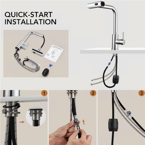 Waterfall Taps with Pull Out <b>Spray</b> Kitchen Mixer Tap 1 Hole Stainless Steel 3 in 1 Sink Tap Single Lever Monobloc 360° Swivel - Product Image 6