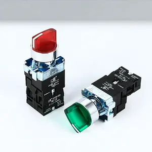 Yija 22Mm Rood 12V Led 2/3 Positie Keuzeschakelaar Veer Zelfsluitende Reset Knop