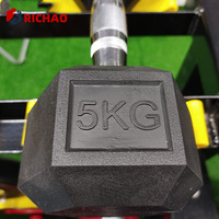 Ensemble d'haltères hexagonales de fitness commercial de 5 lb à 100 lb, poids de salle de sport à domicile, haltères hexagonales en fonte recouvertes de caoutchouc