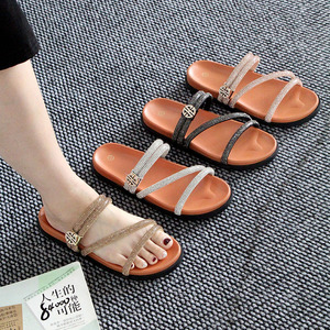 Sandalias y Pantuflas de Mujer Casuales para Exteriores, con Punta Abierta, Decoradas con Pedrería, Transpirables, de Alta Calidad y a la Moda, al por Mayor - Product Image 1