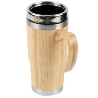 Tasses promotionnelles de voyage de café d'acier inoxydable tasse en bambou isolée par double paroi