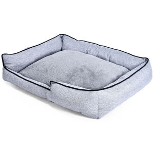 Customized Wholesale Dog Bolster Bed Striped <b>Rectangular</b> Pet Bed Detachable Short Plush <b>Cushion</b> for Cats Classic Style - Product Image 2