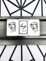Jeu de tuiles de Mahjong américain géométriques noir et blanc de designer, 160 pièces, en acrylique, lignes abstraites gravées, antidérapant, décoration d'intérieur, cadeau, tapis