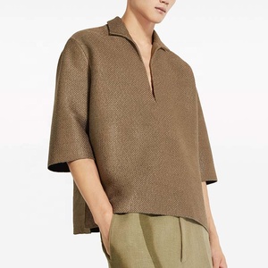 Polo en tricot texturé <span class=keywords><strong>bronze</strong></span> personnalisé – Service OEM/ODM complet, directement de l'usine, échantillonnage rapide en 7-10 jours, marque privée - Product Image 4