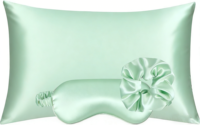 Ensemble de taies d'oreiller en soie de mûrier 100% pure de luxe avec boîte cadeau, taie d'oreiller en soie et masque pour les yeux