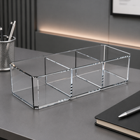 Boîte de rangement empilable pour bijoux et maquillage, design classique ultra-transparent, pour bureau, fabriquée en Chine.