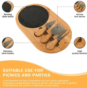 Tabla de Quesos de Pizarra Negra en Oferta con Juego de Cubiertos de Acero Inoxidable, Tabla de Charcutería para Regalo - Product Image 5