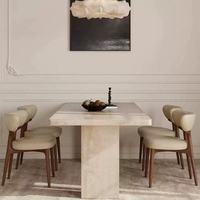 Table à manger rectangulaire moderne en pierre frittée, bureau de salle à manger assemblé pour la maison et l'hôtellerie