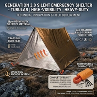 Tente de survie en paracorde 550lbs, tente tube d'urgence 28UM, couverture spatiale réutilisable robuste, vente en gros