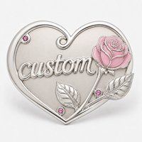 Boucle de ceinture en métal personnalisée en gros pour femmes, motif cœur avec strass rose, pour ceinture en cuir, boucle de ceinture avec logo personnalisé