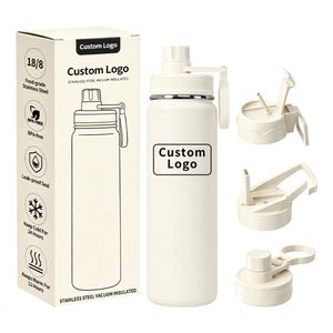 Custom Logo 24oz 750ml Double Wall Vacuum Insulated Leak Proof <b>Water</b> <b>Bottle</b> Custom Logo Comes with a Handle for Travel - Product Image 4