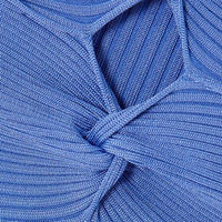 Robe pull en maille élégante et décontractée pour femme, coupe trapèze, col en V, anti-rides, bleu côtelé, grande taille, collection Hiver 2025