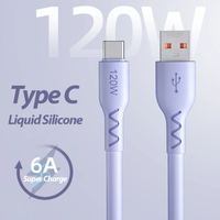 Kabel USB C Silikon 6.0mm Lebar Tebal 120W Maks 1M Pengisian Cepat 480MBps dengan Transfer Data untuk Komputer