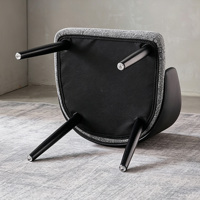 Chaise de salle à manger moderne en matériaux mixtes, dossier en cuir effet griffes de chat, assise en lin, chaise d'appoint avec pieds en métal pour salle à manger et cuisine