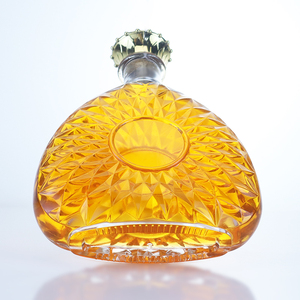 Carafe à brandy de luxe en verre cristal 750 ml, motif soleil unique, bouteille vide pour Cognac, Whisky, Vodka avec bouchon en liège - Product Image 4