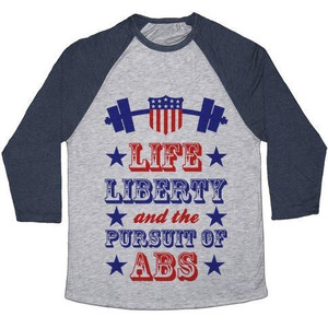 Life, Liberty, and the Pursuit of Abs Unisex Tri-Blend <b>Baseball</b> <b>Tee</b> - Product Image 2